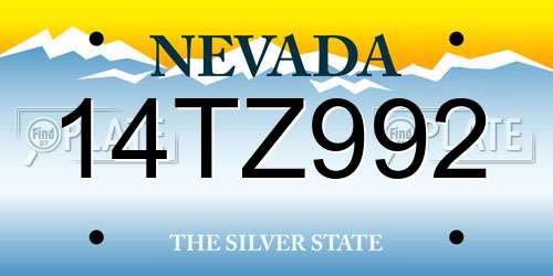 14TZ992 Nevada License Plate
