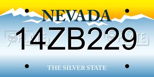14ZB229 Nevada License Plate