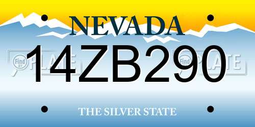 14ZB290 Nevada License Plate