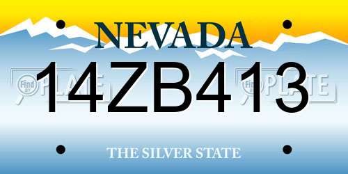 14ZB413 Nevada License Plate
