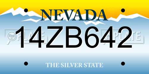 14ZB642 Nevada License Plate