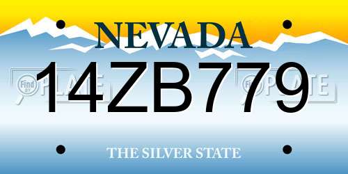 14ZB779 Nevada License Plate