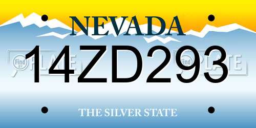14ZD293 Nevada License Plate