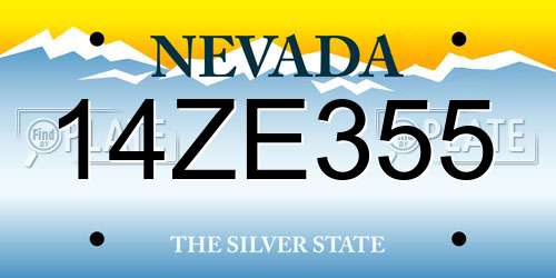 14ZE355 Nevada License Plate