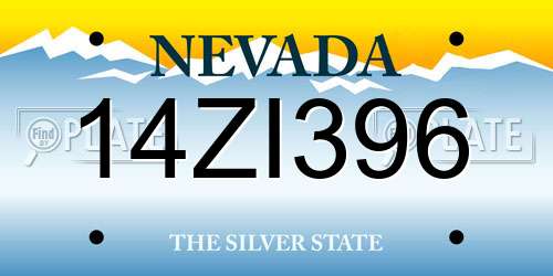 14ZI396 Nevada License Plate