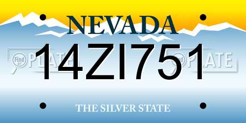 14ZI751 Nevada License Plate