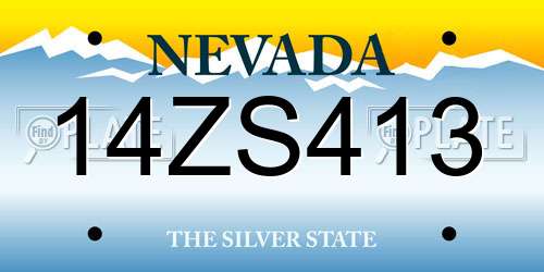 14ZS413 Nevada License Plate