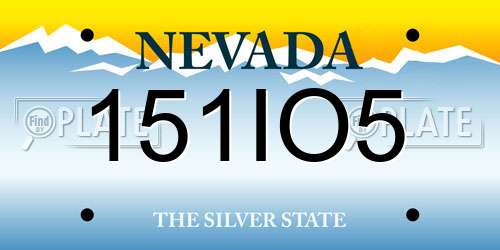 151IO5 Nevada License Plate
