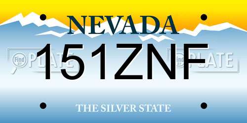 151ZNF Nevada License Plate