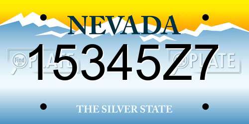 15345Z7 Nevada License Plate