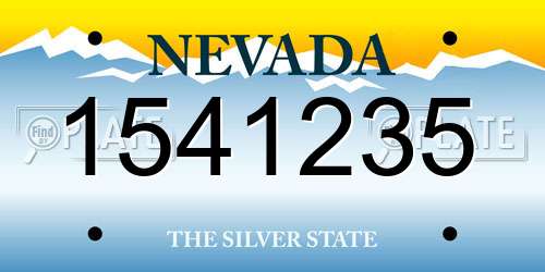1541235 Nevada License Plate