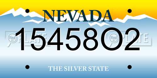 15458O2 Nevada License Plate