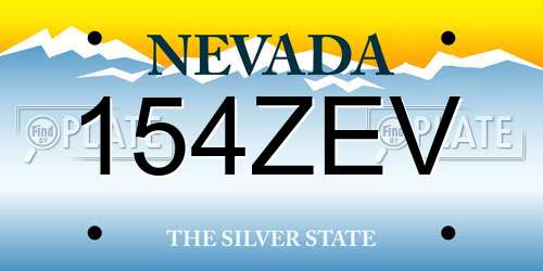 154ZEV Nevada License Plate