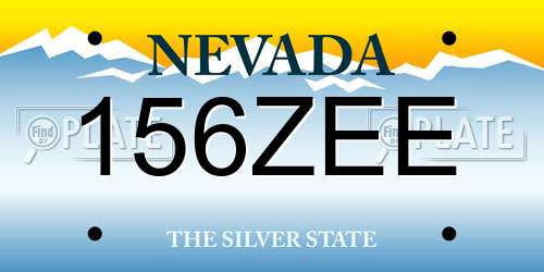 156ZEE Nevada License Plate