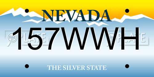157WWH Nevada License Plate