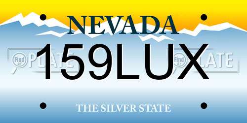 159LUX Nevada License Plate