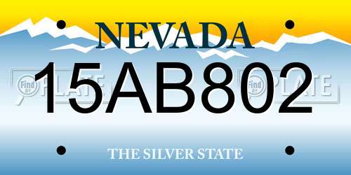 15AB802 Nevada License Plate