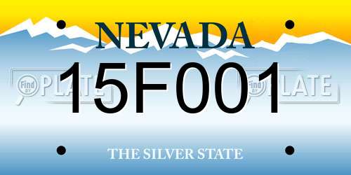 15F001 Nevada License Plate