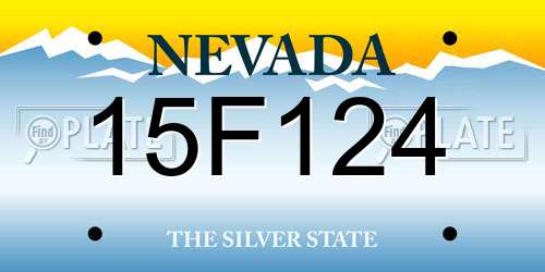 15F124 Nevada License Plate