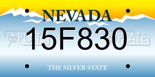 15F830 Nevada License Plate