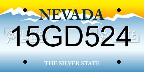 15GD524 Nevada License Plate