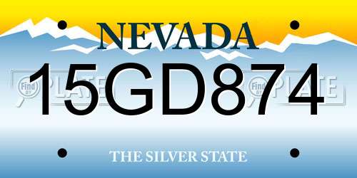 15GD874 Nevada License Plate