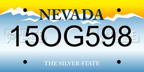 15OG598 Nevada License Plate