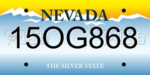 15OG868 Nevada License Plate