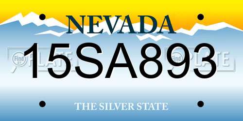 15SA893 Nevada License Plate