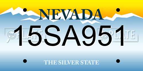 15SA951 Nevada License Plate