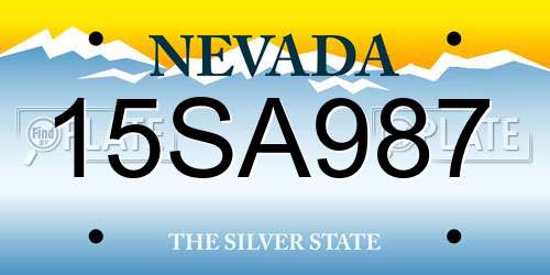 15SA987 Nevada License Plate
