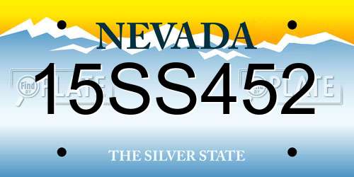 15SS452 Nevada License Plate
