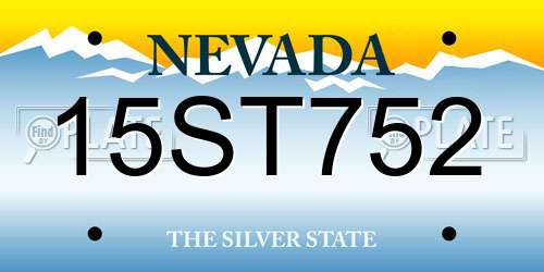 15ST752 Nevada License Plate