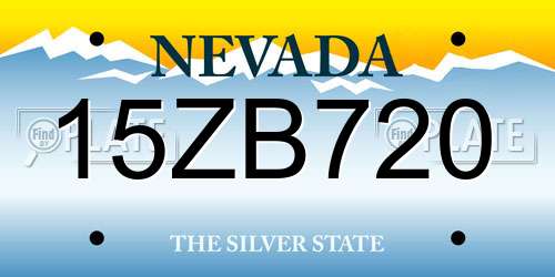 15ZB720 Nevada License Plate