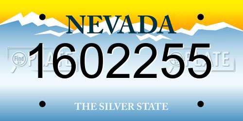 1602255 Nevada License Plate