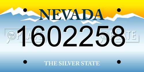 1602258 Nevada License Plate
