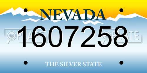 1607258 Nevada License Plate