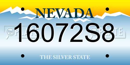 16072S8 Nevada License Plate