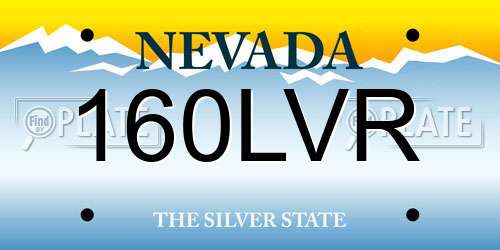 160LVR Nevada License Plate