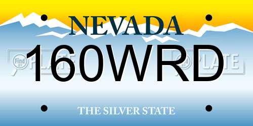 160WRD Nevada License Plate