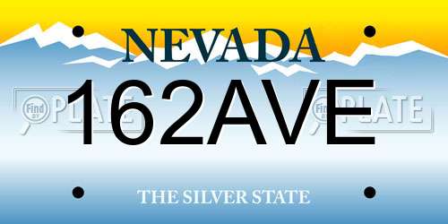 162AVE Nevada License Plate