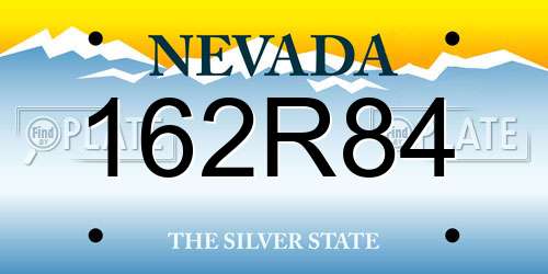 162R84 Nevada License Plate