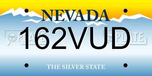162VUD Nevada License Plate