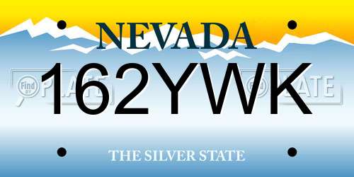 162YWK Nevada License Plate