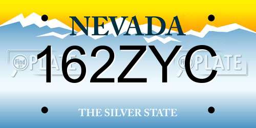 162ZYC Nevada License Plate