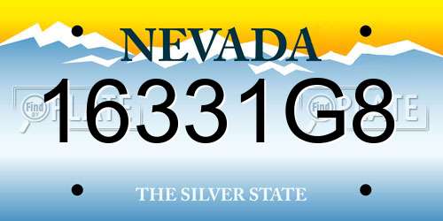 16331G8 Nevada License Plate