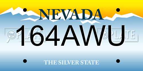 164AWU Nevada License Plate