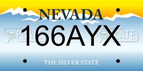 166AYX Nevada License Plate