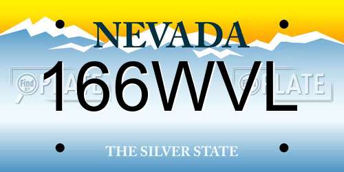 166WVL Nevada License Plate