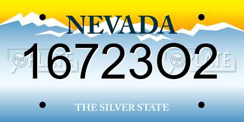16723O2 Nevada License Plate